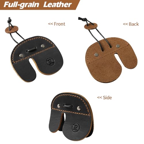 Leather Archery Finger Tabs,Handmade Archery Finger Guard for Shooting Practice Gear, Recurve Bow Fingers Tab - color: Black Coffee