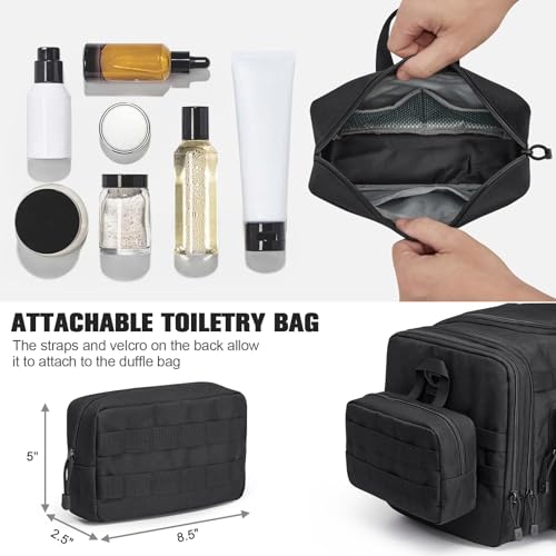G4Free 3-in-1 Expandable Duffle Bag for Travel Gym, Large Duffel Backpack | 45L to 55L, with Shoes Compartment & Wet Pocket, for Men Women, Black - color: Black