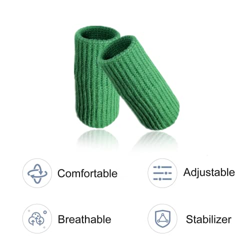 Finger Compression Sleeves, 10 Pcs | Finger Protectors Cots for Arthritis Swelling Basketball Sport, Breathable Elastic - color: Green