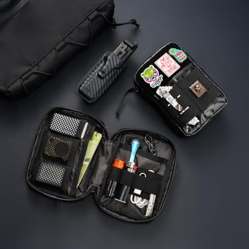 TACTICAL GEEK EDC Compact Waist Pocket Pouch, Multi-Purpose Molle EDC Pouch Gadget Organizer (E2.0-Black Camo) - color: E2.0-Black Camo