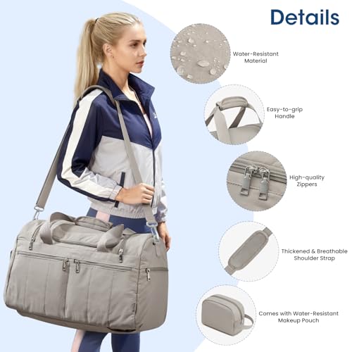 G4Free 45L Travel Duffle Bag for Women Men 3 in 1 Duffel Bags with Shoes Compartment Gym Backpack for Weekender Overnight, Camel - color: Camel