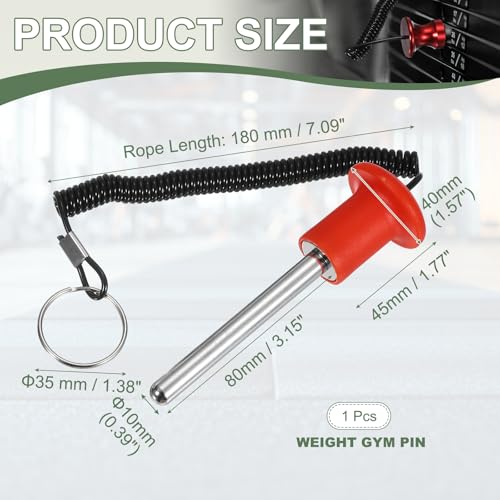 Gym Pin Weight Stack Pin Strength Training Lifting Equipment Replacement with Pull Rope Fitting for Club - color: Red, size: 0.4 x 3.1 Inch
