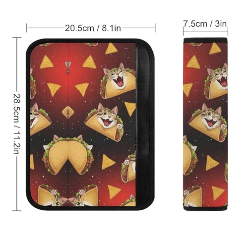 2PCS Universal Fit Car Seat Belt Pad for Kids, Most Cars, Funny Cat Food Taco Burrito Seat Belt Cushion, Shock Absorption - color: Pattern 310