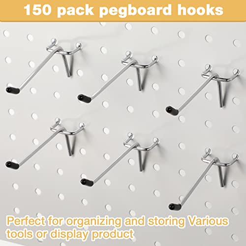 Moxweyeni 100 Pcs Pegboard Hooks Peg Board Organizer Accessories Holders Hanging Stainless Steel Display Wall Hooks for 1/8 and 1/4 Pegboard Wall for Garage Storage Tools(4 Inch) - size: 4 Inch