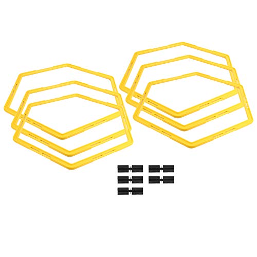 6Pcs Agile Circle Training Set with Link Buckle, Physical Training Hexagonal Step Suit Equipment Multipurpose Application for Basketball,Baseball,Football,Tennis