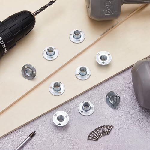 120 Pcs 3/8-16 x 7/16" T-Nuts with 360 Pcs Screws for Climbing | Brad Hole Tee Nut Corrosion Resistant Heavy Duty Flange Female Thread Insert Nuts for Wood Rock Climbing Holds Furniture