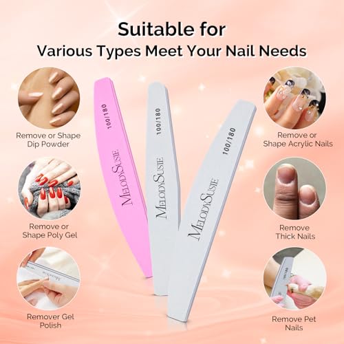 MelodySusie 9Pcs Nail Buffers Set,Nail Files and Buffers,100/180 Grit, Diamond Nail Buffer, Professional Nail Care Tools Kit for Home Use,Salon - size: 9PCS