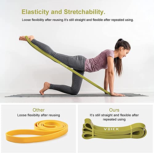 VEICK Pull Up Assist Resistance Bands for Home Gym | 100% Natural Latex, Non Slip Leather Texture, Space Saving, Versatile for Full Body Training, Home Gym - color: Green Set of 5 + Handles