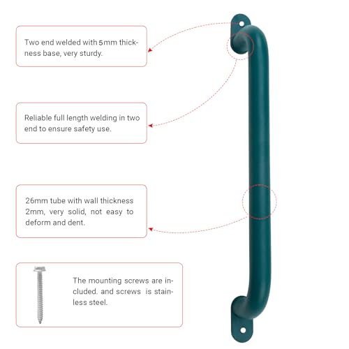 17 Inch Green Playground Handles Indoor Kids Monkey Bar Ladders 6Pcs | Heavy Duty Solid Metal, Non-Slip Matte Green Powder Coating, Comfy Secure Hand Grips for Playset Swing Set Climbing Frame - color: Green-6pack