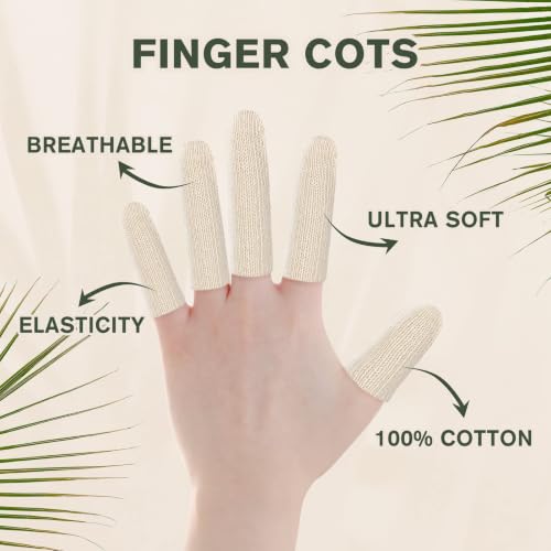 Evridwear 20PCS Cotton Finger Cots for Eczema, Cracked Skin, Calluses | Moisture Wicking Cotton Cushion Finger Covers Cot Sleeves Fingertips Protect for Men & Women,L/XL - size: 1 Pack Long