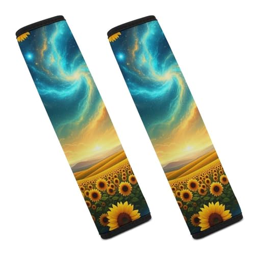 2PCS Soft Padded Car Seat Straps Shoulder Pads for Adult Use, Most Cars, Sunflower Starry Sky Shoulder Protector, Shock Absorption - color: Pattern 477