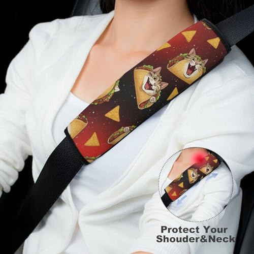 2PCS Universal Fit Car Seat Belt Pad for Kids, Most Cars, Funny Cat Food Taco Burrito Seat Belt Cushion, Shock Absorption - color: Pattern 310