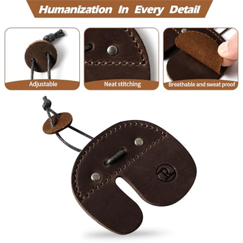 Leather Archery Finger Tabs,Handmade Archery Finger Guard for Shooting Practice Gear, Recurve Bow Fingers Tab - color: Red Brown