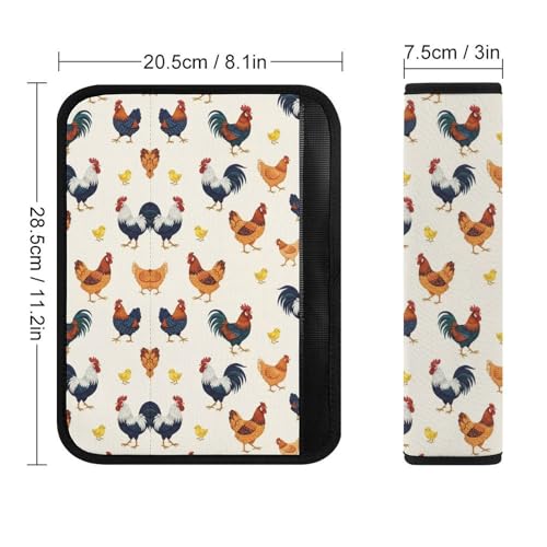 2 Piece Funny Colorful Rooster Cute Chicken Car Seat Straps Shoulder Pads Universal Fit Automotive Seat Belt Protector for Kids, Car Seats Pushchair Strollers High Chair Pushchair - color: Pattern 426