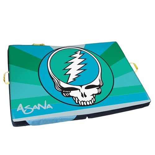 Asana Superhero Bouldering Crash Pad - Deluxe Suspension, Triple Layer Dual Density Foam Structure, Heavy Duty Nylon - Premium Rock Climbing Crash Mat with Huge Landing Zone (57x40x4)
