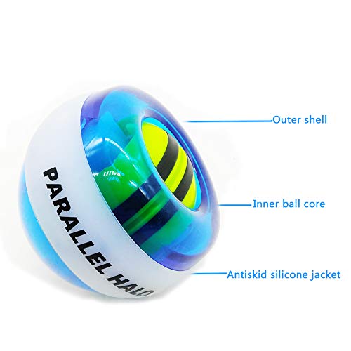 Power Wrist Ball AUTO Start Gyro Ball with LED Lights Forearm Exerciser Wrist Strengthener for Strengthening Muscle and Bones - color: Blue(Without light)