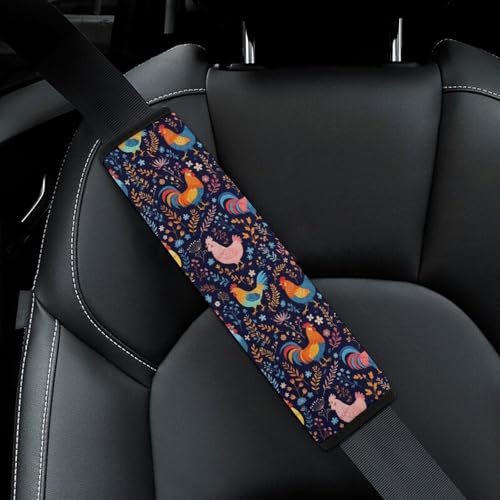 1 Pair Universal Soft and Comfortable Seat Belt Shoulder Pad for Adult Use, Stroller Pushchair High Chair, Chicken Floralpattern Neck Strap Covers, Anti-Slip Pad - color: Pattern 1204