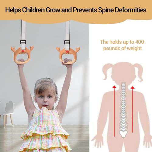 Gymnastics Rings, Professional Children Trapeze Bar Pull Up Rings, Playground and Home Exercise Gym Equipment, Children's Adjustable Strap Strength Training Rings - color: Brown - 1M Strap