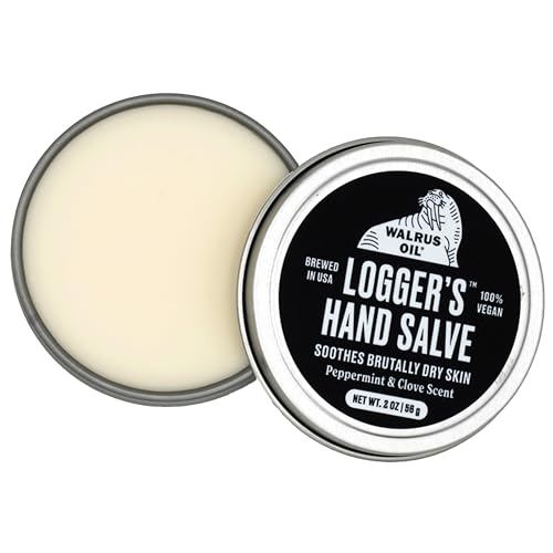 Walrus Oil - Logger's Hand Salve Cream, 2oz, 100% Vegan, Made with Olive Wax, Kokum Butter, Coconut Oil and more. Peppermint and Clove scent.