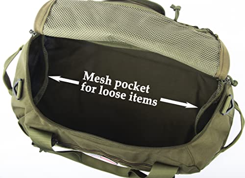 Tactical Duffle Bag MOLLE Gear Bag Carry on Travel Duffel Bag. Ideal for Hunting, Shooting Range, Law Enforcement, Camping, Travel. 35L - color: Olive Drab