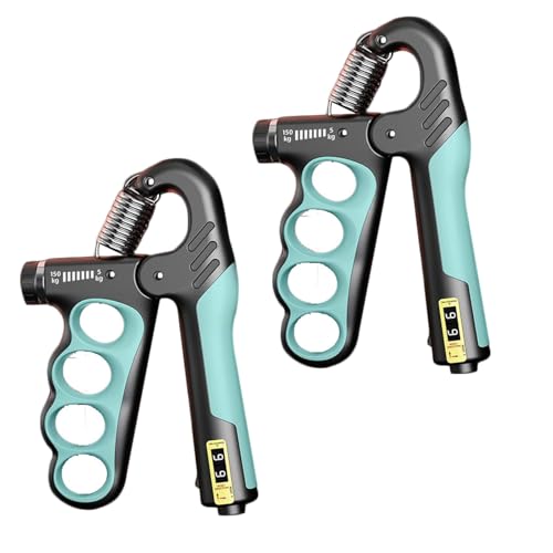 2PCS Adjustable Hand Grip Strengthener (11-220LB) - Automatic Counter Hand Wrist Forearm Exerciser, Grip Strength Trainer for Athletes, Musicians, Injury Recovery & Physical Therapy (Blue)
