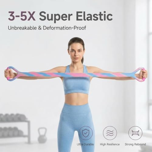 Figure 8 Resistance Band with Handles, Elastic Bands for Working Out,Arm,Back,Shoulder Training Elastic Ropes - color: Colorful & Gray