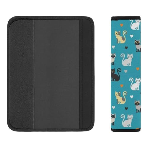 2PCS Cats Lovers Car Seat Belt Pad Universal Fit Seat Belt Covers Cushion for Kids, Car Seats Pushchair Strollers High Chair Pushchair, Easy Install (No Tool) - color: Pattern 984