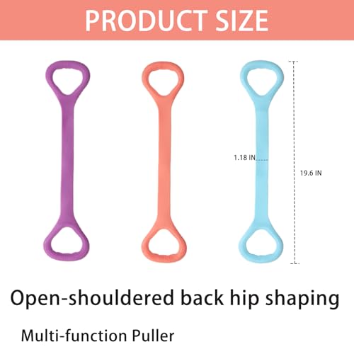 Figure 8 Resistance Band with Handles Elastic Exercise Band for Arm Back & Shoulder Workout Non-Slip 8 Shaped Resistance Band for Home Gym Yoga Pilates Stretching & Physical Therapy 3Pack - color: Blue Pink Purple
