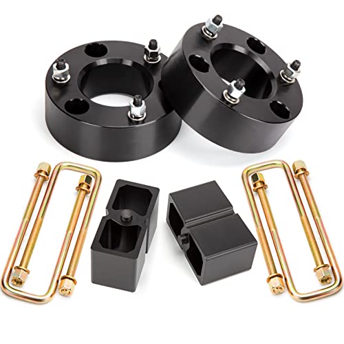 Dynofit 3" Front & 2" Rear Lift Kits for 2007-2024 Silverado 1500 Sierra 1500 (2WD/4WD), Full Suspension Leveling Kit with Front Strut Spacers and Block U-Bolt Set - size: 3 inch front / 2 inch rear