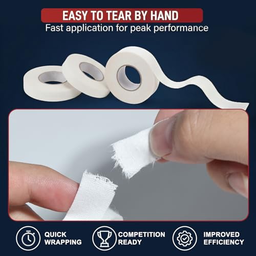 YINTTIAN Finger Tape 0.5in × 32ft Athletic Tape for Fingers No Residue | White Finger Sports Tape for BJJ, Rock Climbing, Weightlifting, Football, Basketball, Volleyball, Pack of 3