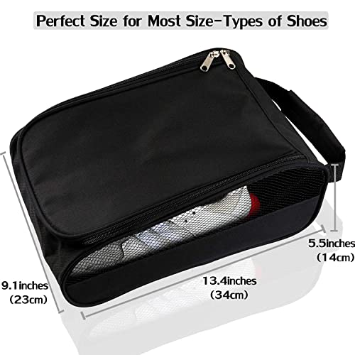 Outdoor Golf Shoes Bags Travel Shoes Bags Zippered Sport Shoes Bag (Black) - color: Black
