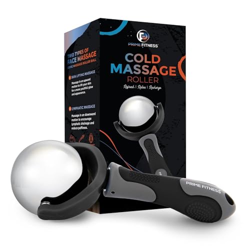 Cold Massage Roller Ball | Cold Therapy | Ice Roller Ball with Handle | cryo Stick | Relieve Muscle Pain (Black) - color: Black