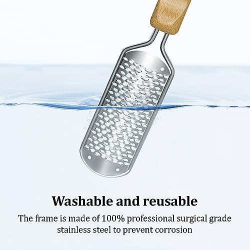 Foot Rasp Callus Remover - Pedicure Scrubber for Cracked Feet, Heel - Professional Stainless Steel File - Remove Dead Skin Corns with Wooden Handle - style: Coarse-Grained Rasp