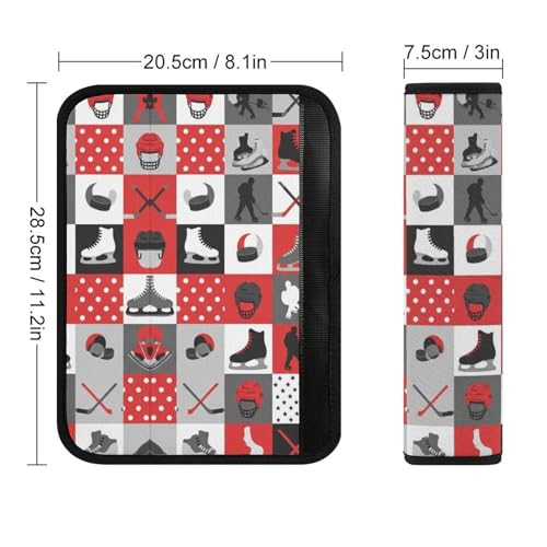 2 Pack Hockey Red Grey Plaid Seat Belt Shoulder Pad Universal Soft and Comfortable Seat Belt Covers Cushion for Kids, Most Cars, Comfortable Driving - color: Pattern 490