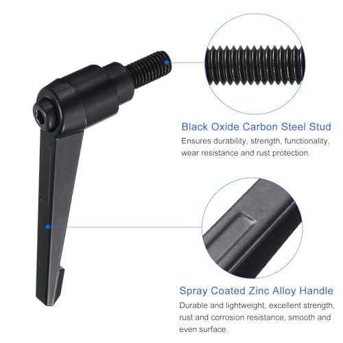 uxcell 4pcs Clamping Lever Handles, M10 x 20mm Black Oxide Carbon Steel Threaded Male Stud, Adjustable Handles Locking Quick Release Ratchet Push Button Bolt Knobs, Black - size: M10 x 20mm