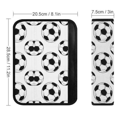 2PCS Soccer Black and White Soccer Ball Car Seat Belt Pad Breathable Shoulder Protector for Girls and Boys, Most Cars, Anti-Slip Pad - color: Pattern 595