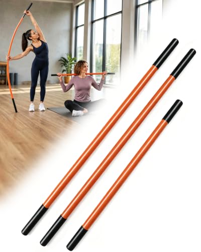 76"/76"/56" Yoga Stick, Stick for Mobility Training Stick with Anti-Skid & Tear-Resistant Rubber Sleeve, Stick for Mobility Bundle Improve Flexibility Strength, for Running Fitness Golf Pickleball
