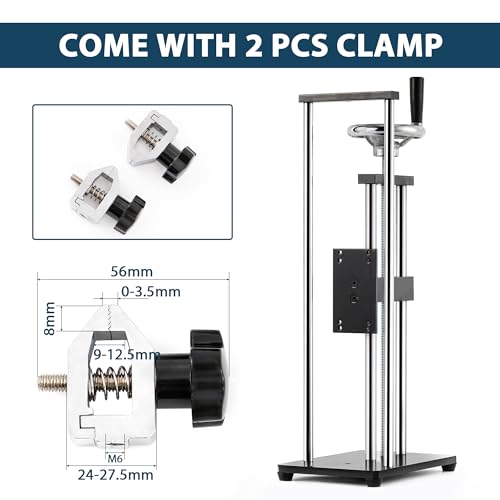 Manual Force Test Stand Hand Wheel Operated 250mm Stroke | For ZMF Force Gauge 2 Pcs Testing Clamps Heavy Duty Base Tension Compression Stability Precise Manual Control