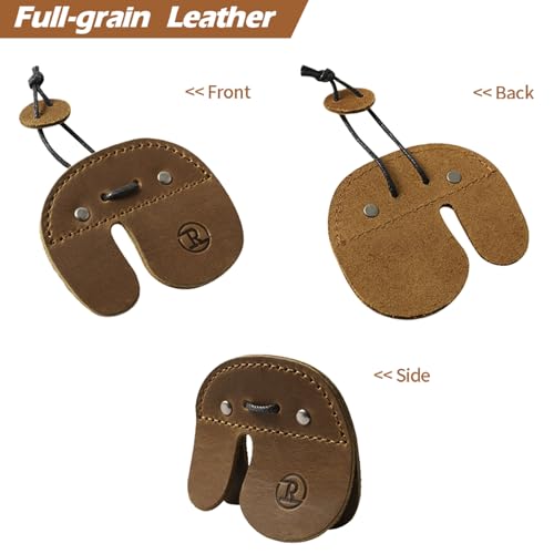 Leather Archery Finger Tabs,Handmade Archery Finger Guard for Shooting Practice Gear, Recurve Bow Fingers Tab - color: Brown