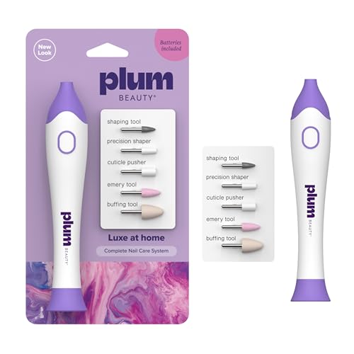 Plum Beauty Complete 5-in-1 Nail Care System – Manicure & Pedicure Kit | with Interchangeable Attachments for Shaping, Buffing, and Cuticle Care