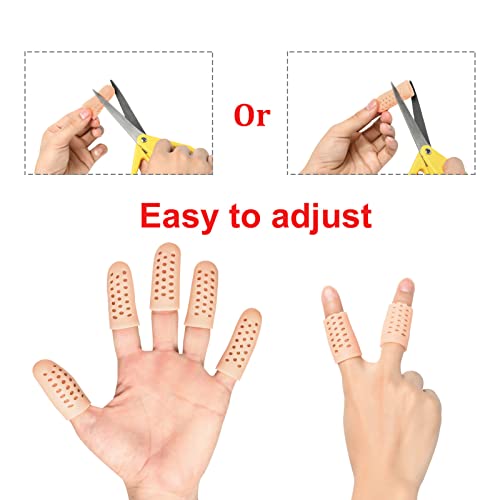 Gel Finger Cots (Breathable, Latex Free), Finger Protectors with Hole(14PCS), Silicone Finger Gloves, Finger Covers for Hand Eczema, Trigger Finger, Finger Cracking, Finger Arthritis, Reusable.