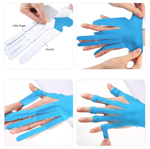 Precut Kinesiology Tape for Hand & Wrist Support, 3 Pairs Breathable Waterproof Kinesiology Recovery Tapes Finger Joint Support Tape, Hypoallergenic Latex-Free Elastic Athletic Tapes for Carpal Tunnel