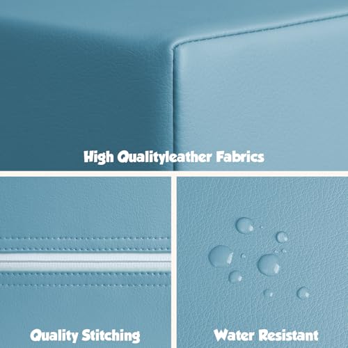 TODIBY 6-Piece Soft PU Leather Toddlers Climbing Toys, Baby Foam Climbing Blocks for Toddlers 3, Foam Play Gym Climbing Structures, Indoor Climb and Crawl Activity Play Set (Light Blue and Green) - style: Macaroon/Light Blue/Green