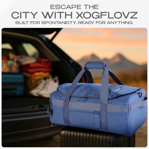 3-in-1 Duffle Bag Backpack with Shoe & Laptop Pocket, Cup Holder, Ventilated Gym & Travel Bag (Navy Blue) - color: Navy Blue
