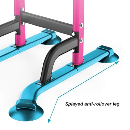 SogesHome Multi-Function Power Tower Pull Up Bar Dip Station for Home Gym | Height Adjustable PullUp Dip Stand, Full Body Strength Training Equipment, Fitness Workout for Push Ups Dips, 330LB Capacity - color: Pink