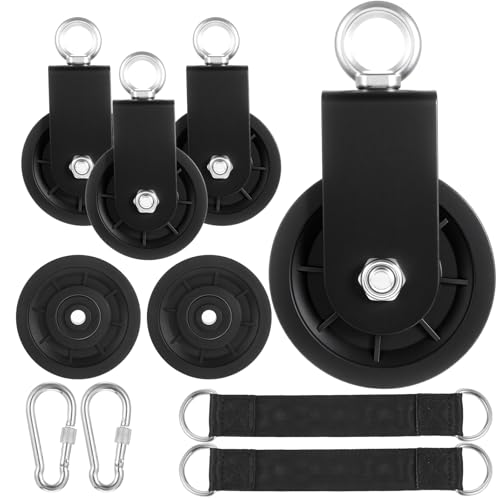 4 Pack Silent Cable Pulley Wheels – 90mm Heavy Duty Gym Pulley System with 360° Rotation, Stainless Steel Bearings & Detachable Design for DIY LAT Pull Down, Home Gym Equipment & Replacement