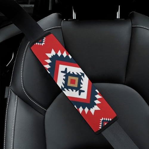2 Pack Aztec Red Seat Belt Shoulder Pad Breathable Shoulder Harness Cover for Child, All Vehicles, Neck and Shoulder Support - color: Pattern 662