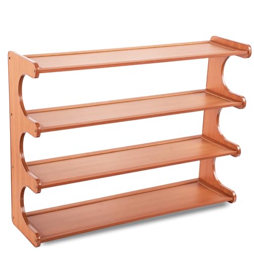 Shoe Rack,Small 4 Tier Shoe Organizer Storage Shelf,Bamboo Narrow Shoe Closet,Small Space Shoe Rack,for Entryway Closet 26.77×7.48×19.3inch - size: 4 Tier-26.77" Wide