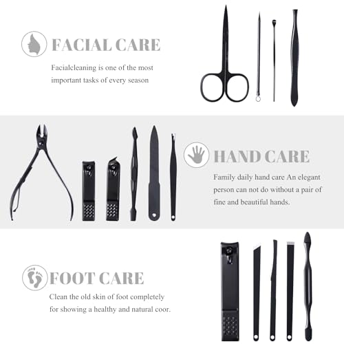 High Precision Stainless Steel Nail Clippers Set - 15 Pcs Manicure Pedicure Kit With File, Sharp Scissors, and Cutter for Fingernails & Toenails - Stylish Light Gray Case - color: Light Gray 15 Pieces