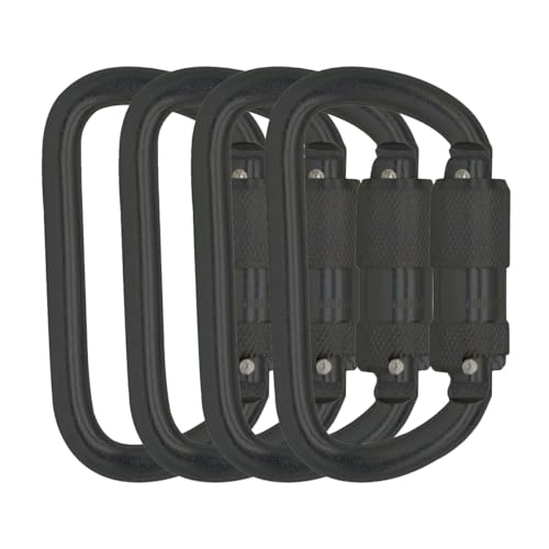 Heavy Duty Carabiner 30KN(6500LBS) Auto Locking Climbing Carabiners Clips for Rock Climbing,Rappelling,Hunting, Rescue Equipment(CE Rated,D Shape) - color: Black(4Pack)
